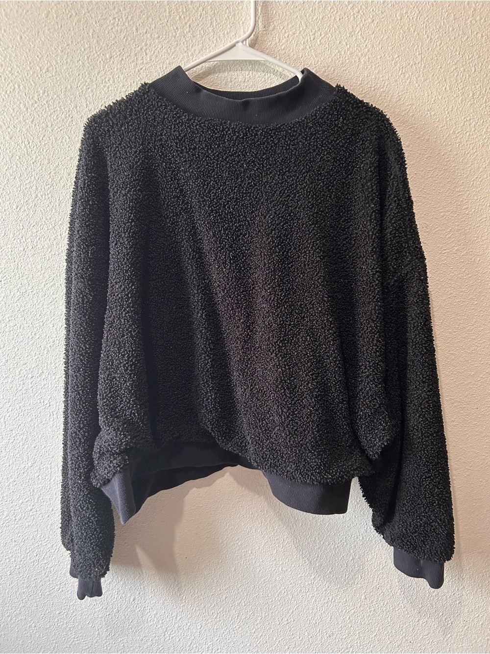 Cozy Black Sherpa Pullover Sweater